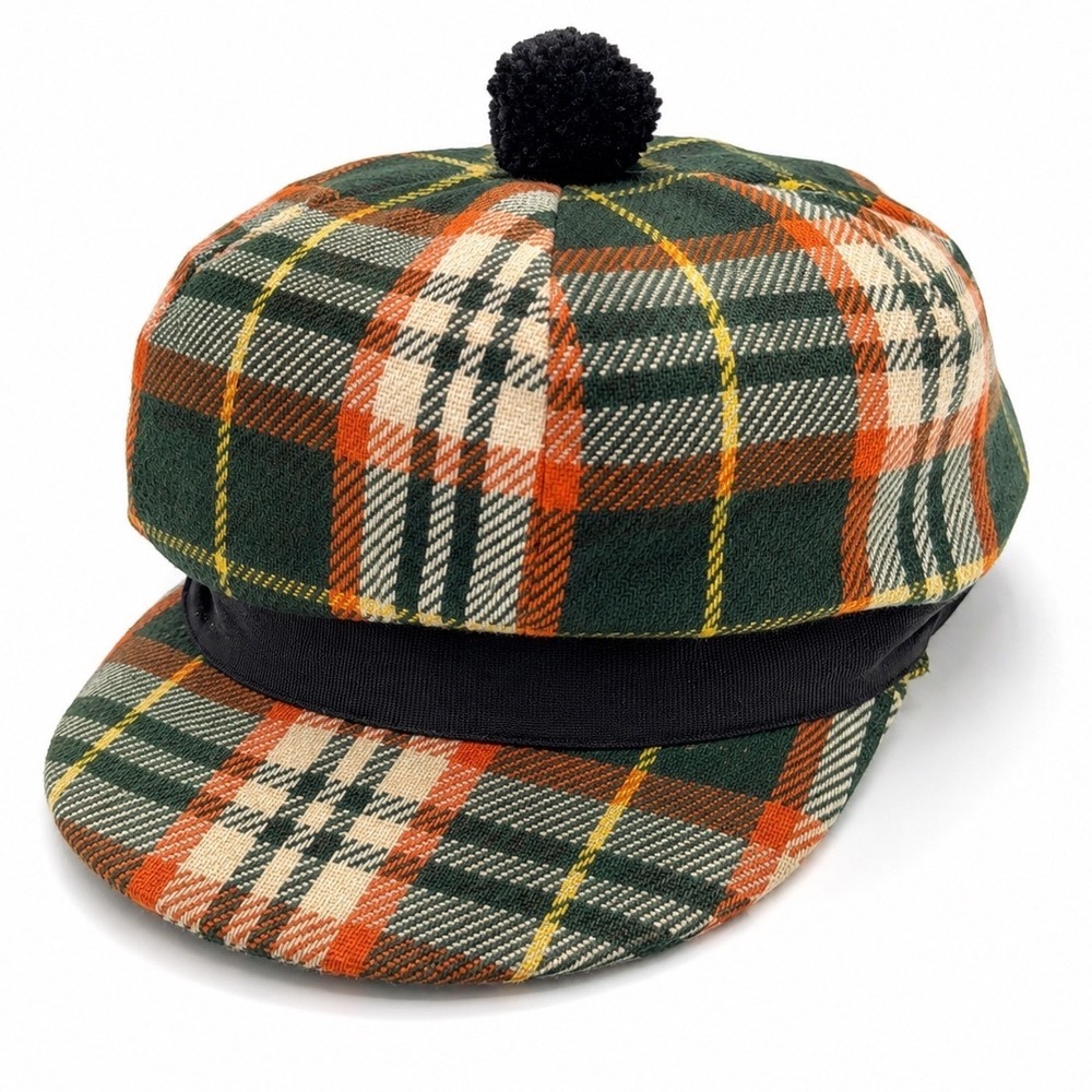 Vintage Hugger Cap Wool Plaid Scottish Golf Hat USA Union Made Size 7 1/8